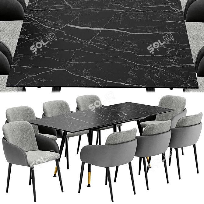 Modern Freeman Dining Set: Chair & Table 3D model image 4