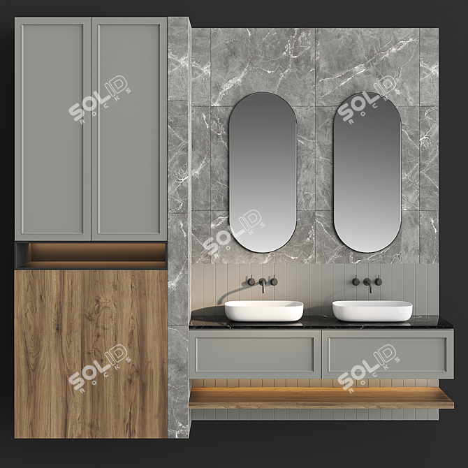 Modern Bathroom Furniture Set 3D model image 1