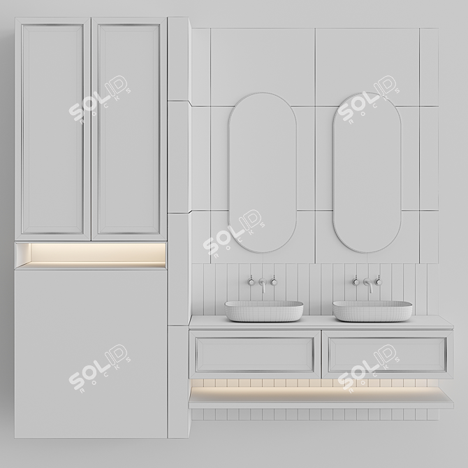 Modern Bathroom Furniture Set 3D model image 2