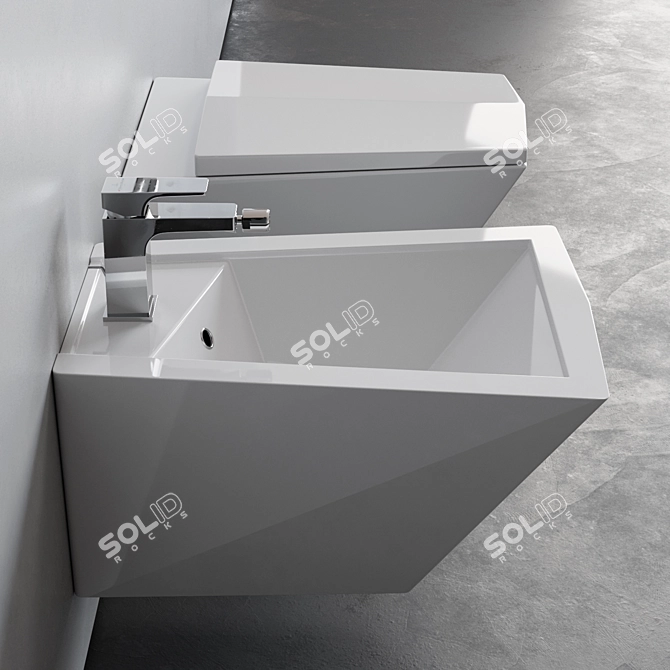 Olympia Crystal Wall-Hung WC & Bidet 3D model image 3