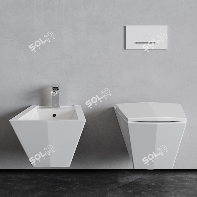 Olympia Crystal Wall-Hung WC & Bidet 3D model image 4