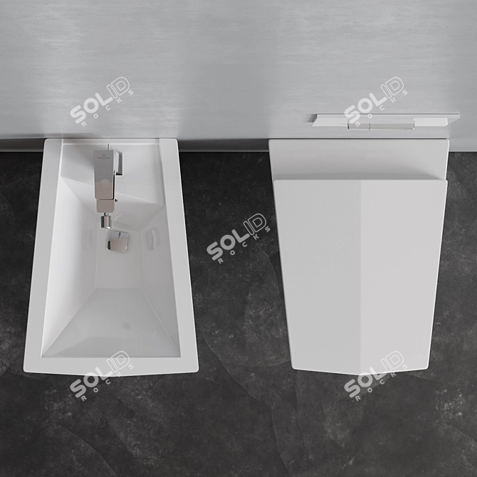 Olympia Crystal Wall-Hung WC & Bidet 3D model image 5