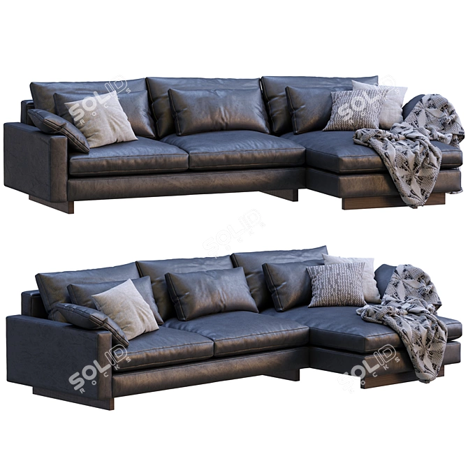 Elegant Harmony Leather Sofa 3D model image 2