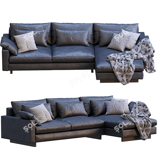 Elegant Harmony Leather Sofa 3D model image 3