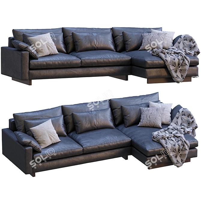 Elegant Harmony Leather Sofa 3D model image 4