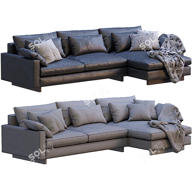 Elegant Harmony Leather Sofa 3D model image 5