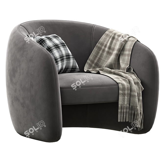 Kearney Wide Tufted Barrel Chair 3D model image 3