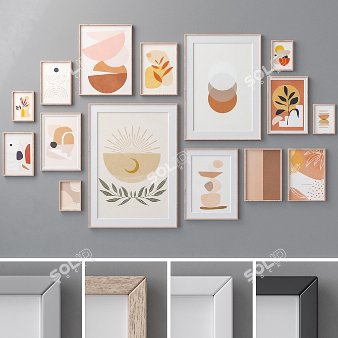 Elegant Set of Wall Paintings 3D model image 1