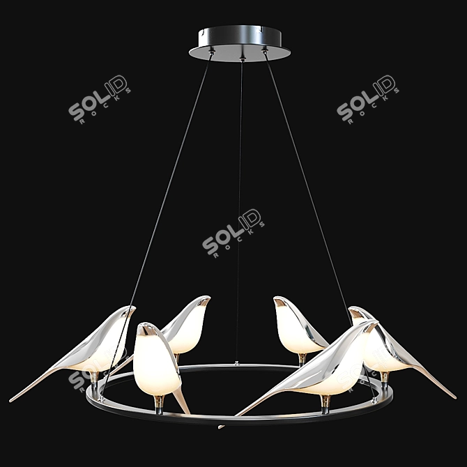 Golden Bird LED Chandelier 3D model image 3