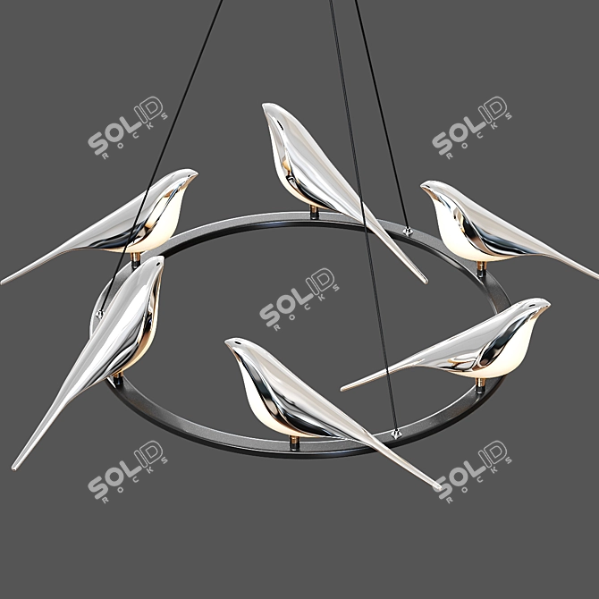 Golden Bird LED Chandelier 3D model image 4