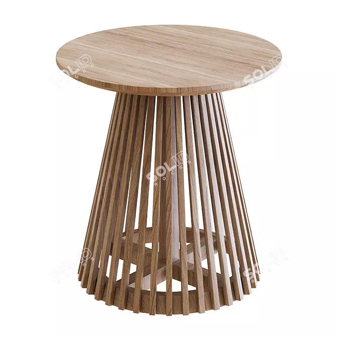 Modern Round Wood Jeanette Side Table 3D model image 2