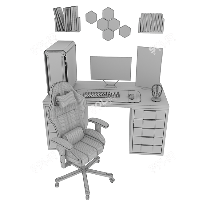 Modern Office Furniture Set 3D model image 4