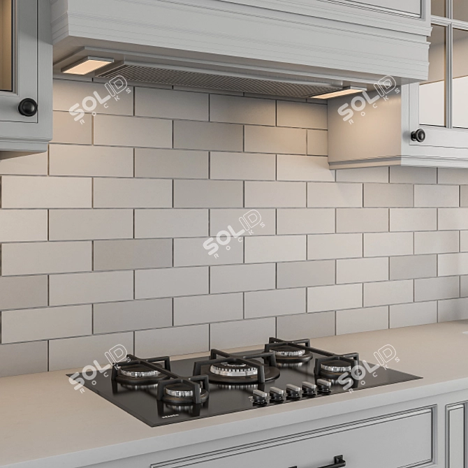 NeoClassic Kitchen Set - Gray/Black 3D model image 2