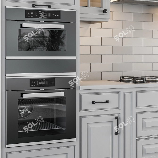 NeoClassic Kitchen Set - Gray/Black 3D model image 4