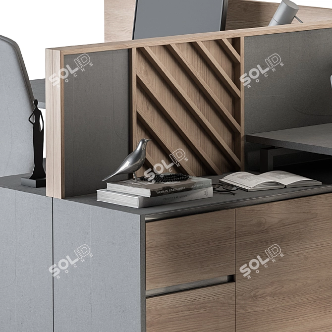 Wood and Grey Employee Set 3D model image 4