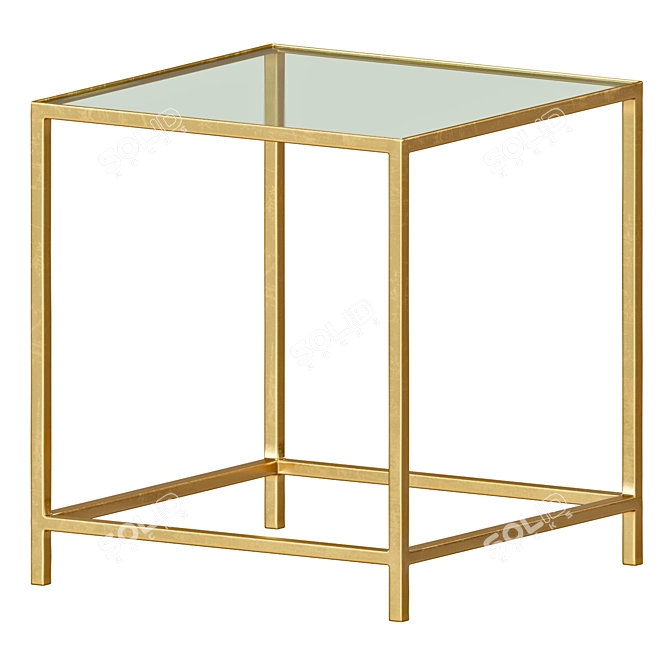 Geometric Gold Glass Side Table 3D model image 2