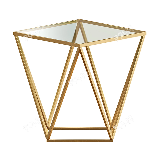 Geometric Gold Glass Side Table 3D model image 3