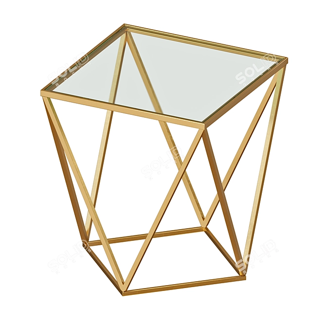 Geometric Gold Glass Side Table 3D model image 4