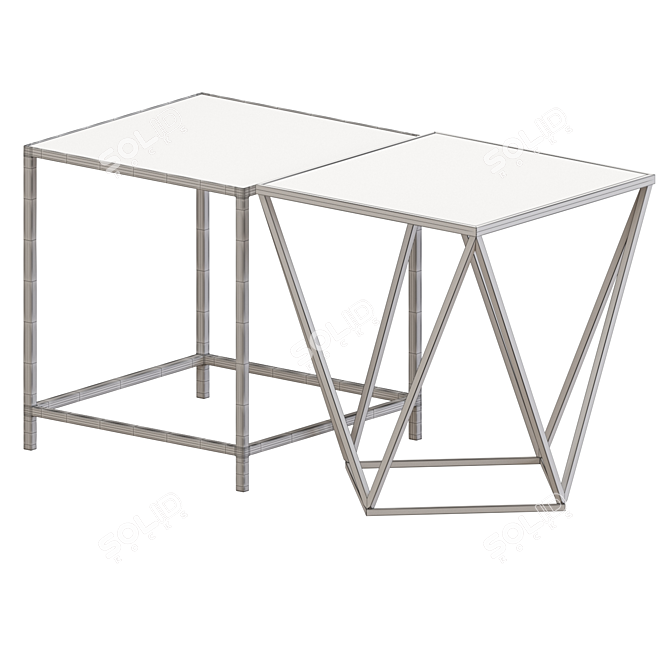 Geometric Gold Glass Side Table 3D model image 5