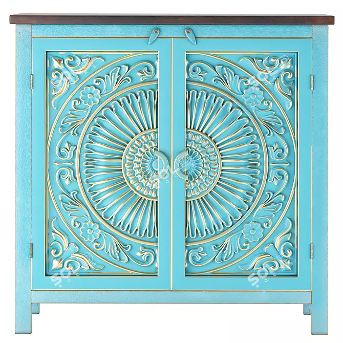 Elegant Doors Accent Cabinet 3D model image 2