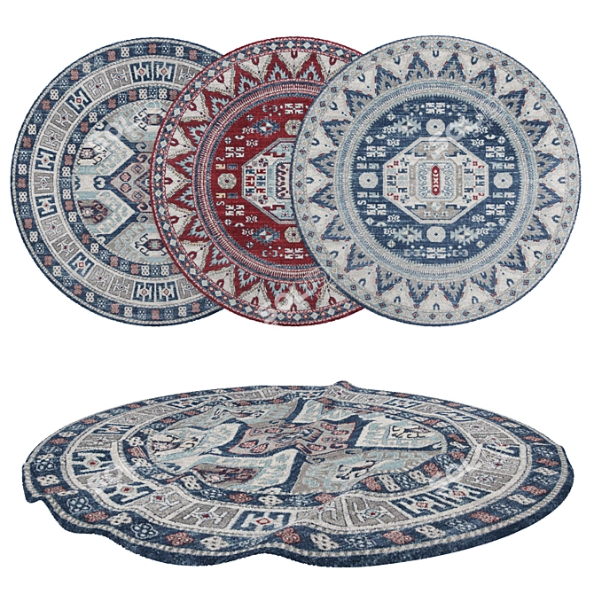 Round Rugs Set - 6-Piece Variety Kit 3D model image 1