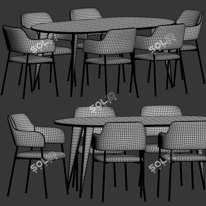 Luxury Livorno Velvet Chair & Arden Table Dining Set 3D model image 3