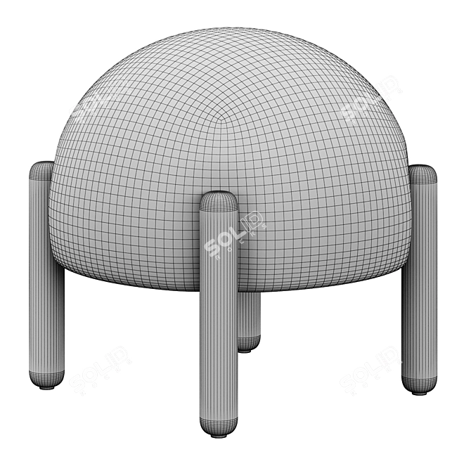 Mushroom Boucle Stool | Cozy Fabric Seating 3D model image 4