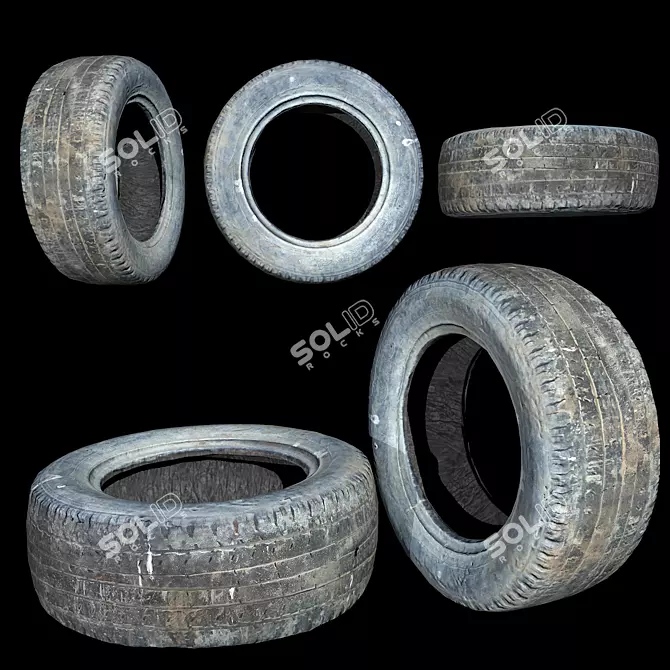 Vintage Tire 3D Scan: Metal & Roughness 2K 3D model image 2