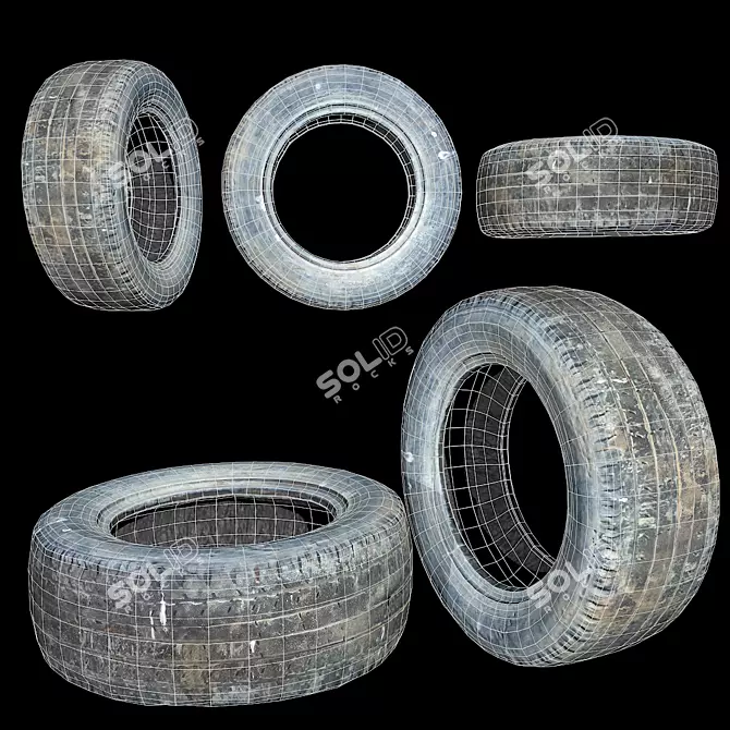 Vintage Tire 3D Scan: Metal & Roughness 2K 3D model image 3