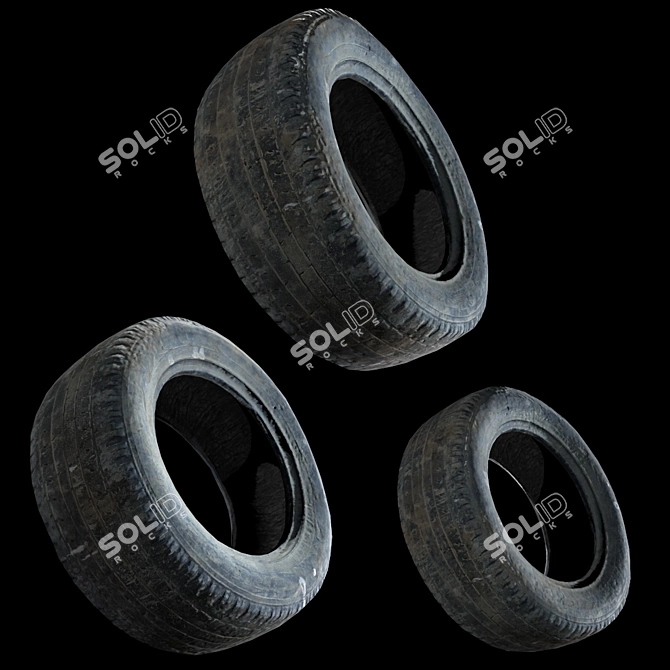 Vintage Tire 3D Scan: Metal & Roughness 2K 3D model image 4