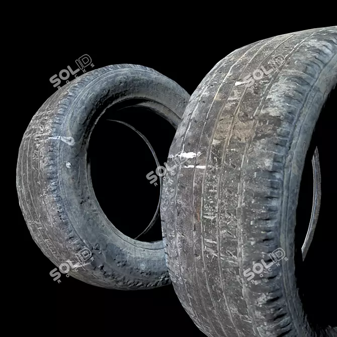 Vintage Tire 3D Scan: Metal & Roughness 2K 3D model image 5