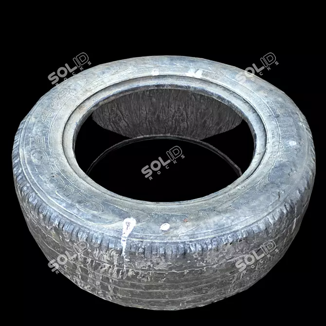 Vintage Tire 3D Scan: Metal & Roughness 2K 3D model image 6