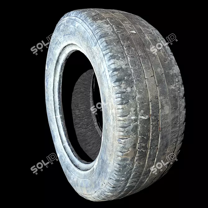 Vintage Tire 3D Scan: Metal & Roughness 2K 3D model image 1