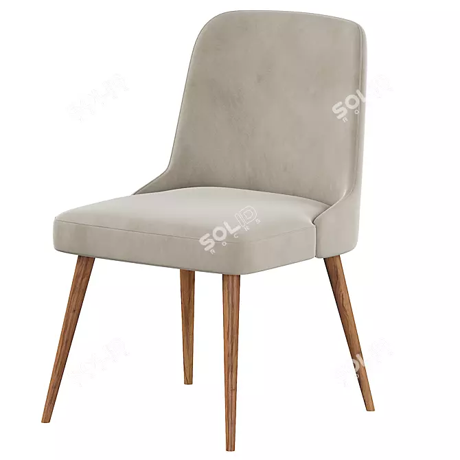 Velvet Mid-Century Dining Chair 3D model image 1