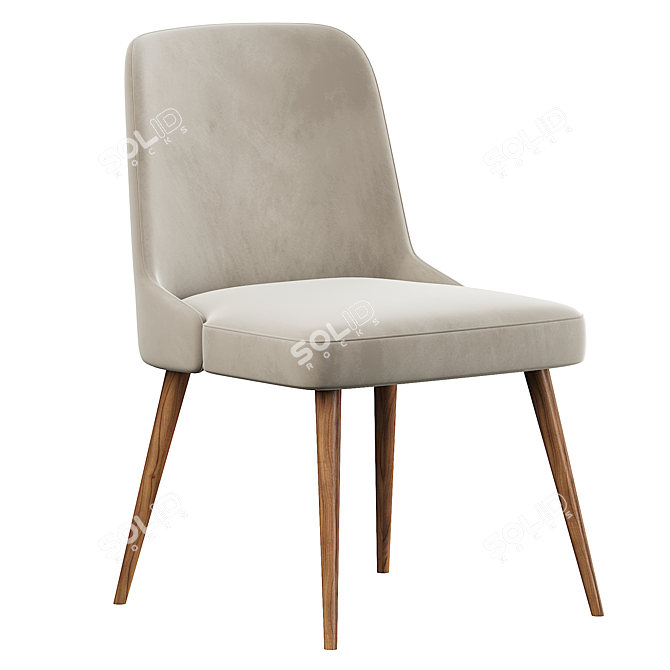 Velvet Mid-Century Dining Chair 3D model image 2