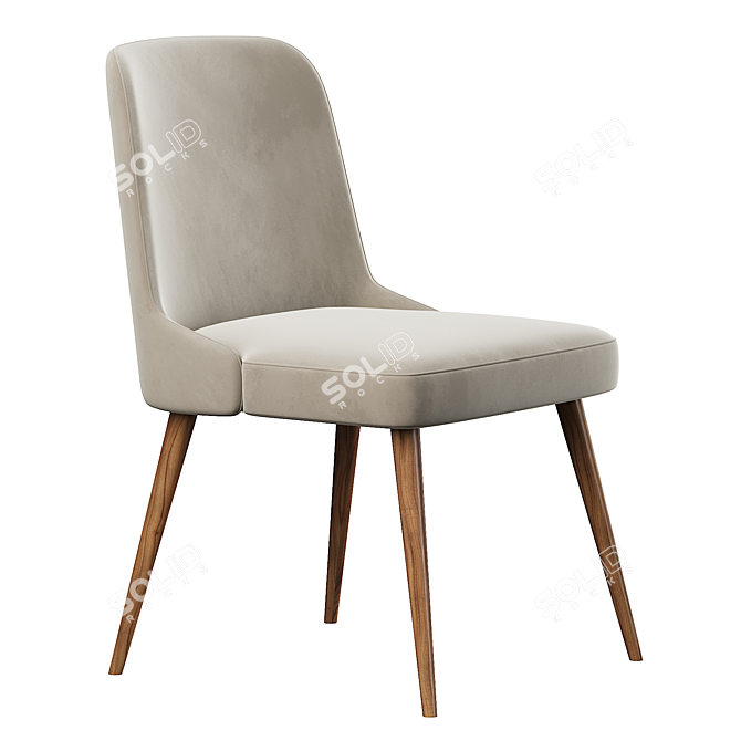 Velvet Mid-Century Dining Chair 3D model image 3