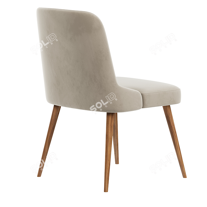 Velvet Mid-Century Dining Chair 3D model image 4
