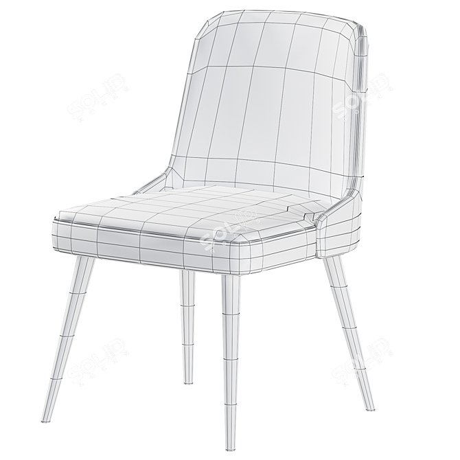 Velvet Mid-Century Dining Chair 3D model image 5