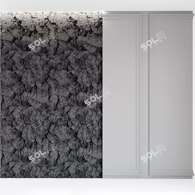 Stone Textured Decor Wall Panel 3D model image 2