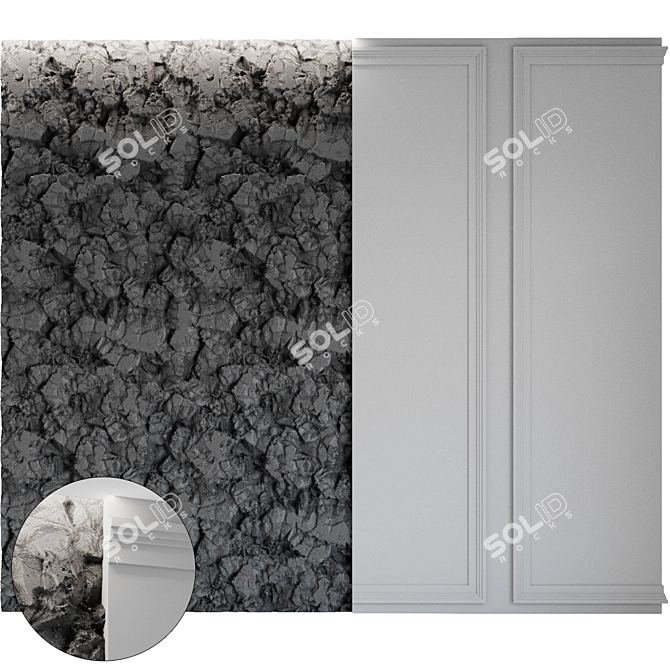 Stone Textured Decor Wall Panel 3D model image 7