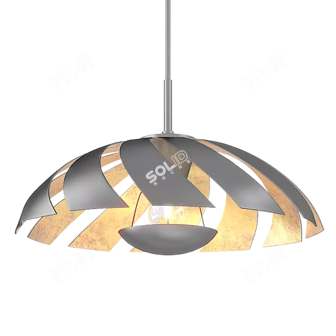 Elegant Black Gold Pendant Light 3D model image 1