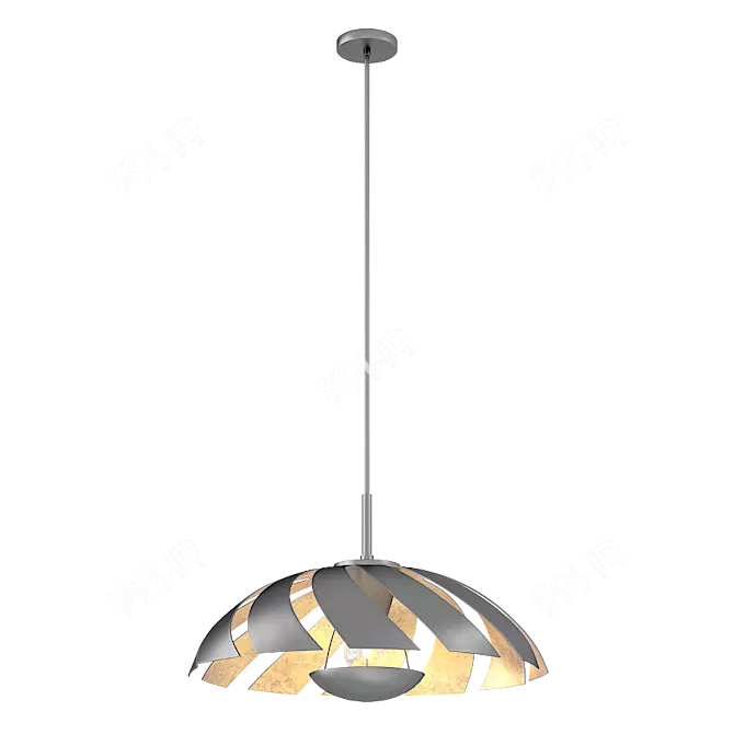 Elegant Black Gold Pendant Light 3D model image 2