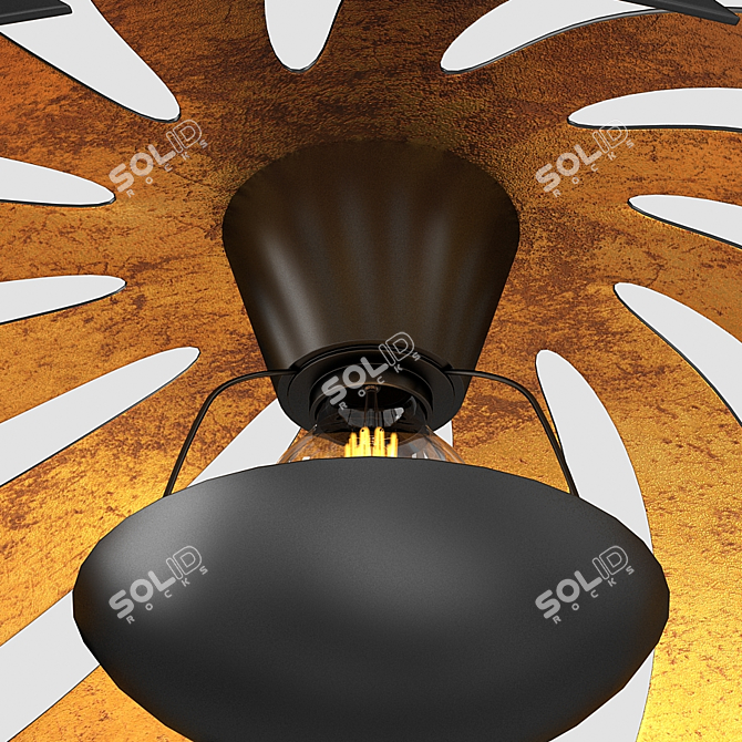 Elegant Black Gold Pendant Light 3D model image 3