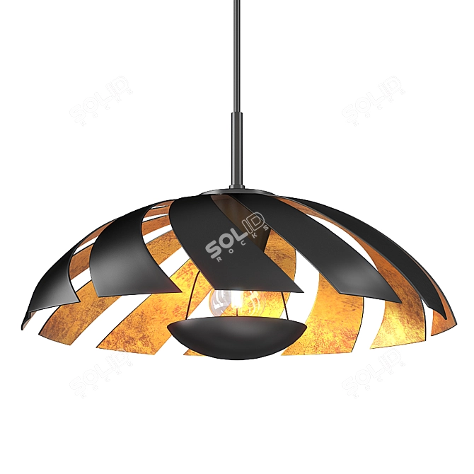 Elegant Black Gold Pendant Light 3D model image 5