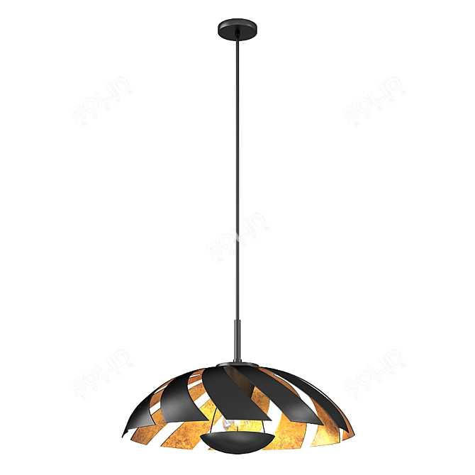 Elegant Black Gold Pendant Light 3D model image 6