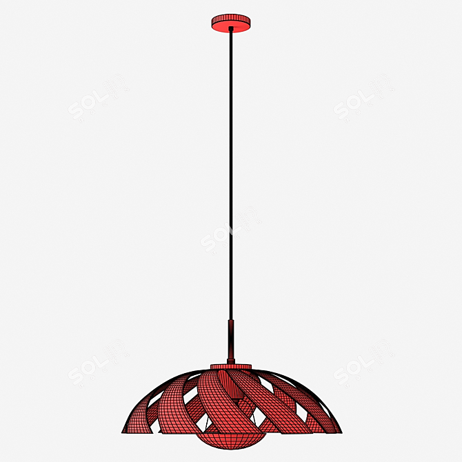 Elegant Black Gold Pendant Light 3D model image 7