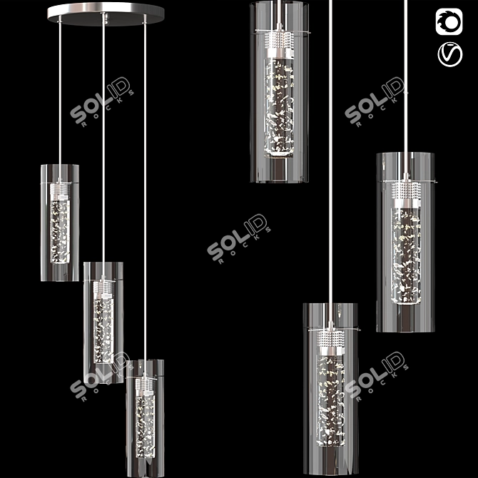 Silver Three-Light Kitchen Ceiling Fixture 3D model image 1