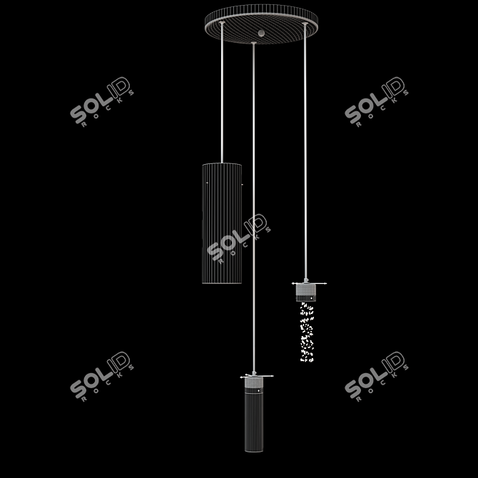 Silver Three-Light Kitchen Ceiling Fixture 3D model image 3