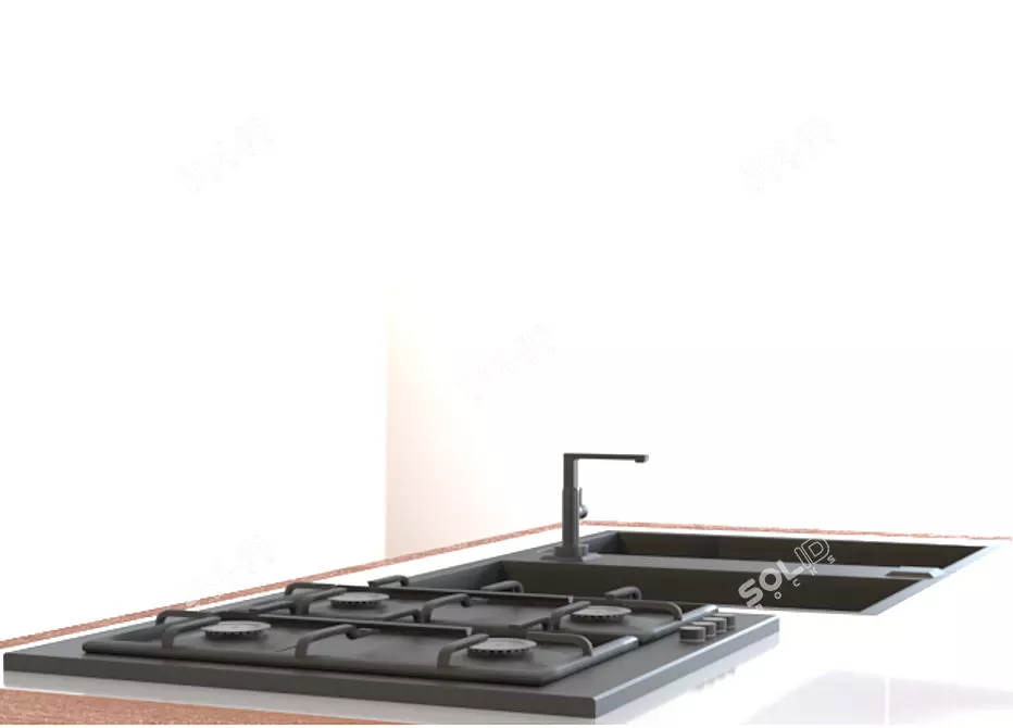 Modern Kitchen Set 3D model image 2