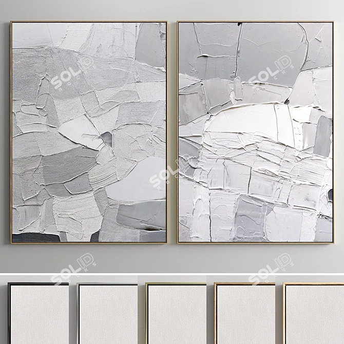 Modern Plaster Dual-Frame Set 3D model image 1